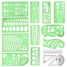 15 Pcs Geometric Stencils Drawing Templates Drafting Tools for Design Building