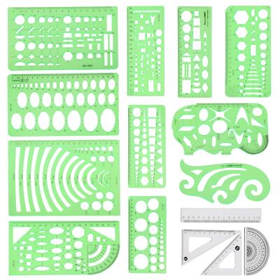15 Pcs Geometric Stencils Drawing Templates Drafting Tools for Design Building