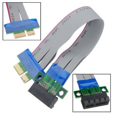 PCI-E 1X Slot Riser Card Extender Extension Ribbon Flex Relocate Cable