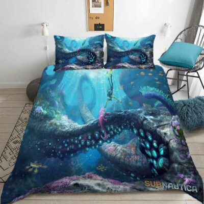 Snake Was At Bottom Of The Sea 3D Quilt Duvet Doona Cover Set Pillow case Print