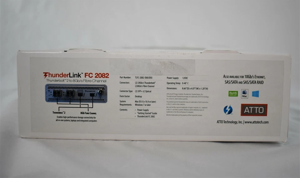 ATTO ThunderLink FC2082 Thunderbolt 2 to Fibre Channel Adapter TLFC-2082-D00 NEW - Image 2 of 4