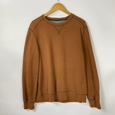 G.H. BASS  Co. Mens Sweatshirt Large Brown Crew Neck Long Sleeve Fleece Lined