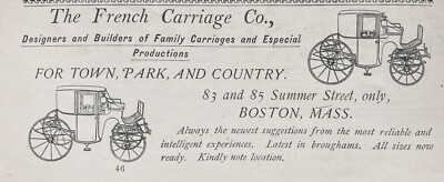1895 AD(L5)~THE FRENCH CARRIAGE CO. BOSTON. TOWN AND COUNTRY CARRIAGES