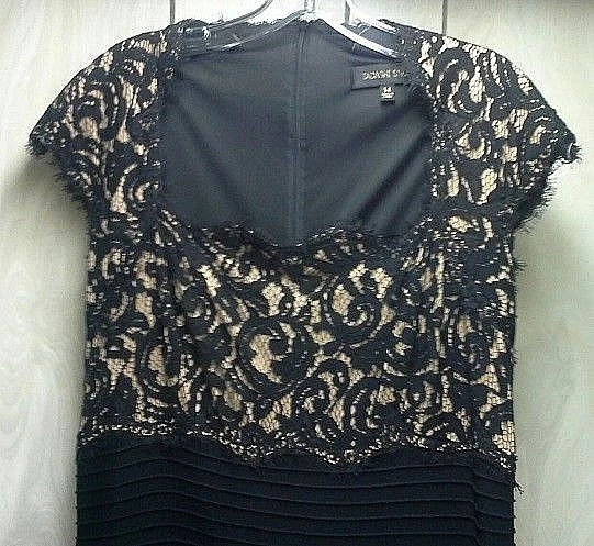 Tadashi Shoji черный, с золотой подкладкой, платье, кружевной топ, безрукавка, оболочка размер 14 отличная покупка - Изображение 2 из 4