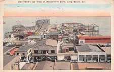 Long Beach CA The Pike Amusement Park Zone Aerial Carousel Ride Vtg Postcard D45