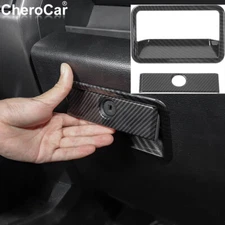 Carbon Fiber Grain CoPilot Organizer Storage Box Handle Trim for Ford F150 15-20