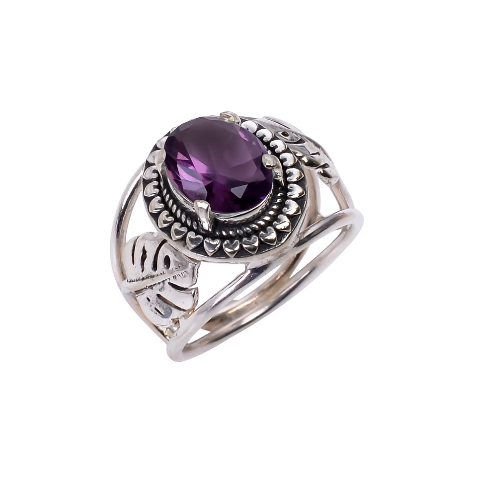 Amethyst Gemstone Handmade Ring, 925 Sterling Silver Amethyst Statemen Ring. - Image 4 of 4