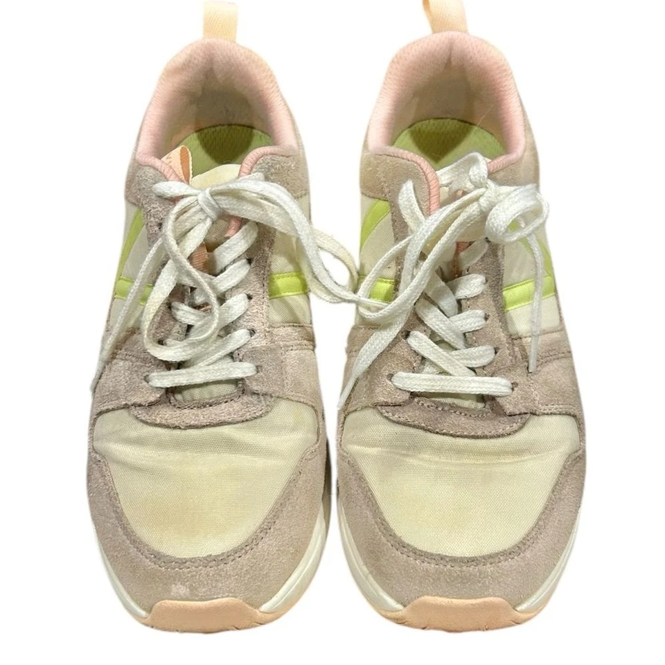 Tênis Vionic Rechelle tamanho 7 feminino camurça marrom e rosa com cadarço Athleisure confortável - Imagem 3 de 4