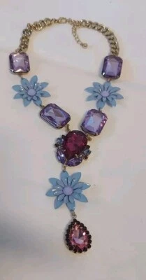 Kristall Halskette Strasssteine Blüten-Collier Necklace Collier Neu Ungetragen - Bild 1 von 4