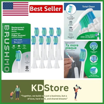 Total Clean Replacement Toothbrush Heads for Philips Sonicare - 8 Pack