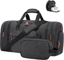 Duffle Bag for Men Canvas Duffel Bag 43L Overnight Carry on Bag with Shoe Compar