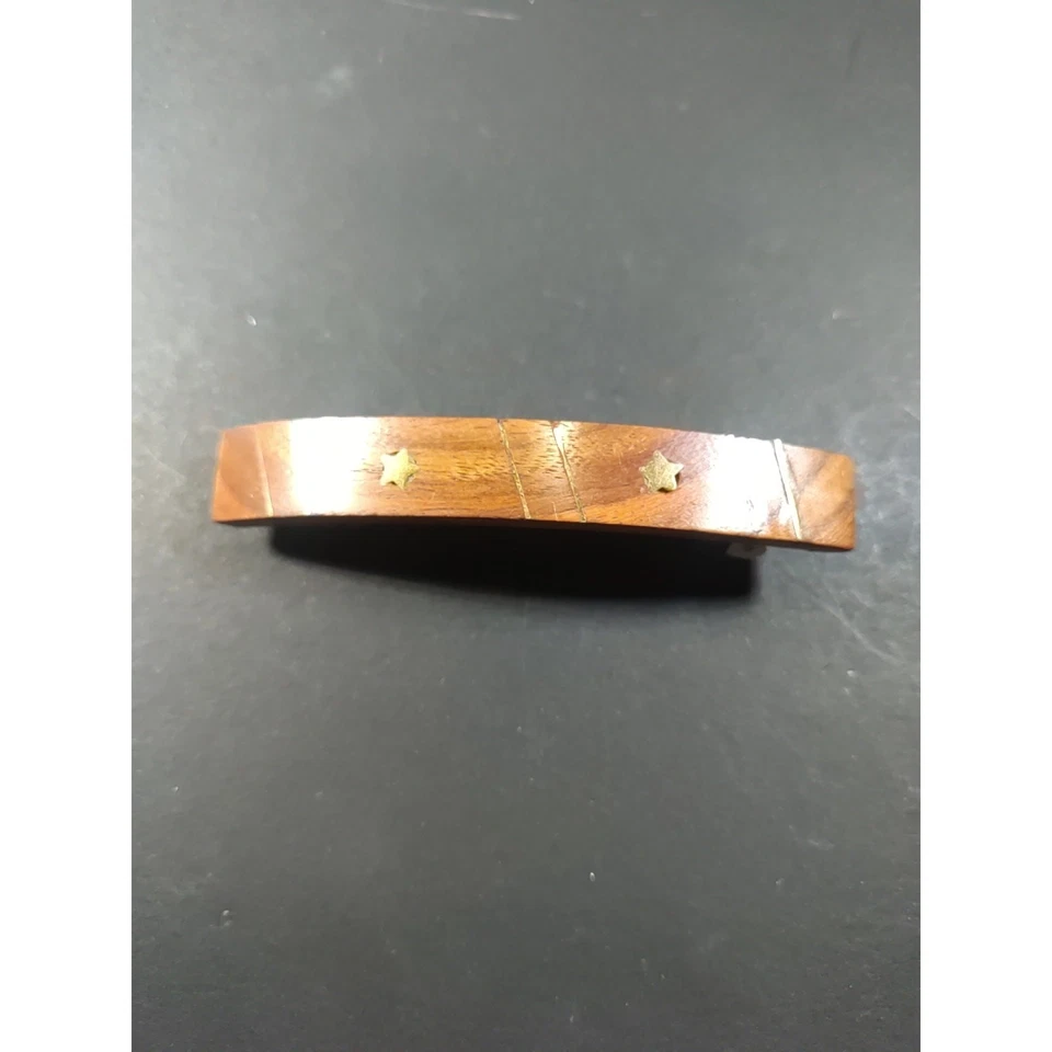 Hair Barrette Wooden Stars Stripes Tension Clip Forrest Woods Nature Hand Made - Image 2 of 4