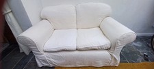 Two Seat White Madrid Sofa With Loose Covers