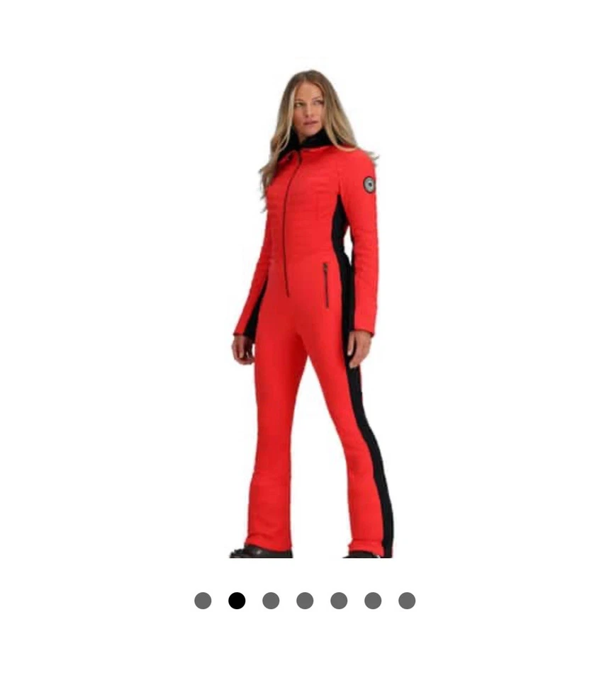Obermeyer Katze Suit Ski Jumpsuit Red and Black Faux Fur Collar 6 Long - Image 2 of 4