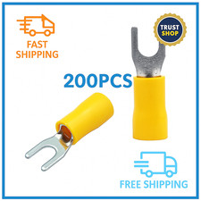 200 Pcs 12-10 AWG Yellow Insulated Fork Spade Wire Connector, 8 U-Type Wire Con