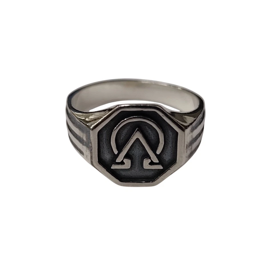 Sterling Silber Alpha Omega Ring christliches Symbol Comfort Fit gepunzt 925