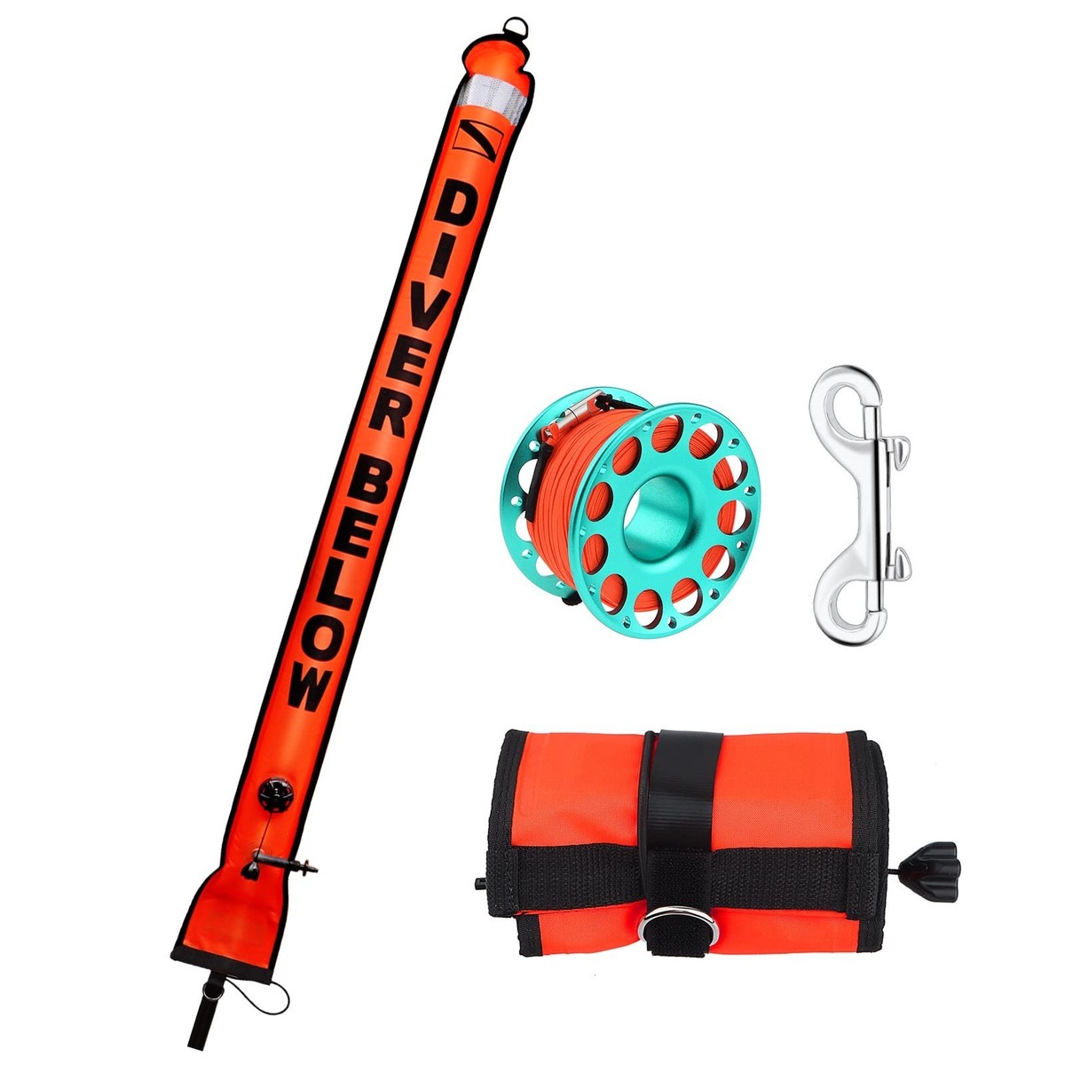 g*5様 Marker comp30 Scuba Surface Marker Buoy (SMB) Set, 5ft Hi-Visibility Reflective