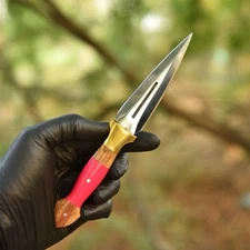 Handmade 1095 Steel Double Edge Fix Blade Hunting Dagger Boot Knife Throwing