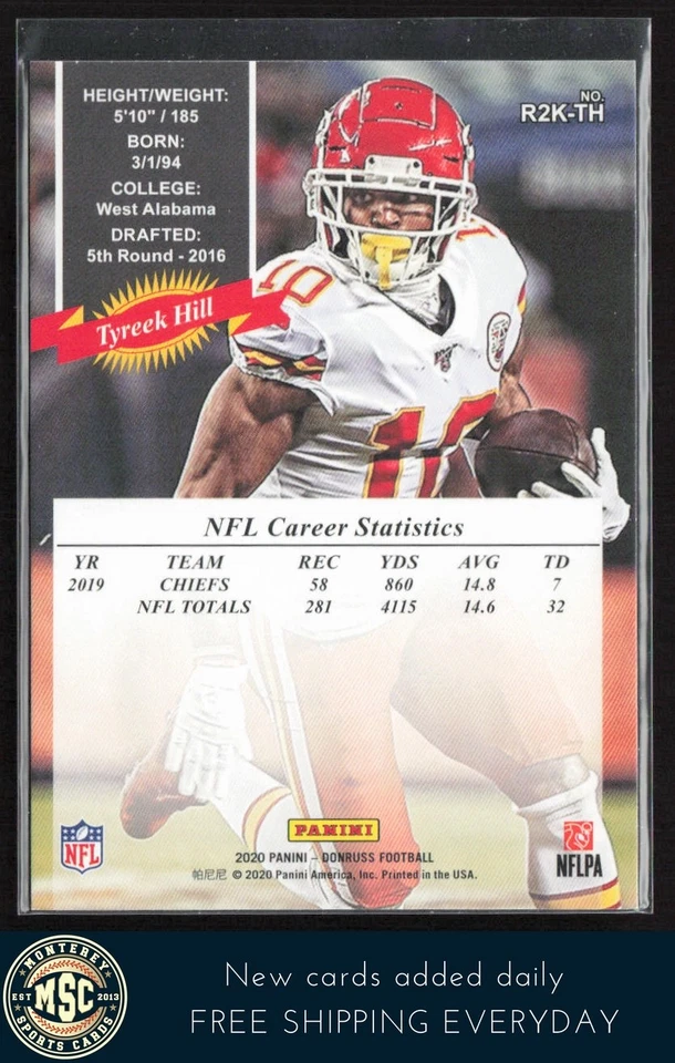 Tyreek Hill 2020 Donruss Retro 2000 #R2K-TH Kansas City Chiefs - Image 2 of 2
