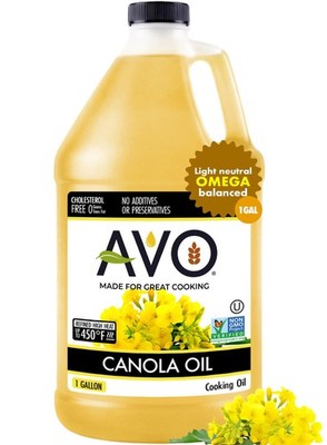 AVO Expeller Pressed Canola Oil for Cooking, 1 Gallon, Non-GMO, High Smoke Point