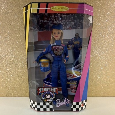 Mattel Barbie Collectibles NASCAR 50th Anniv Doll w/ Helmet new in Box