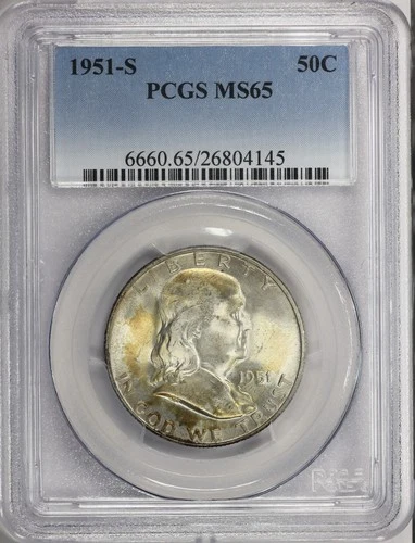 1951 S 50C Franklin Half Dollar- PCGS MS65