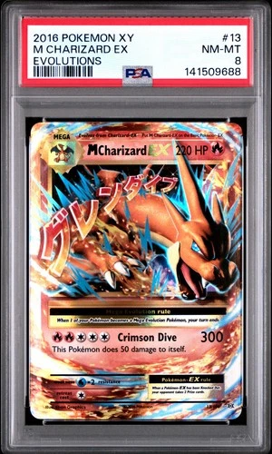 2016 POKEMON XY EVOLUTIONS #13 M CHARIZARD EX PSA 8 NM MT