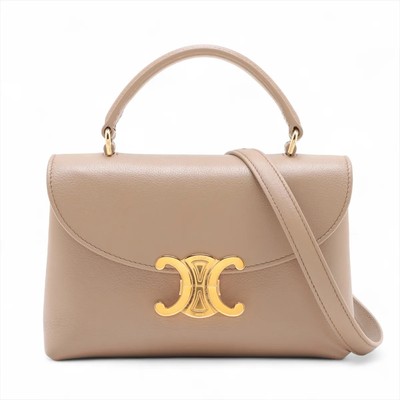 Celine Triomphe teen Nino Leather 2 Way Handbag Beige