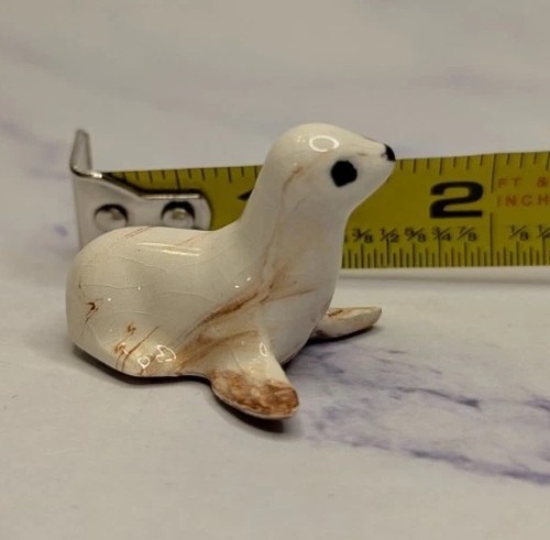 Alaskan Ton Keramik Miniatur Keramik Creme Braun Wirbel Siegel - Bild 6 von 6