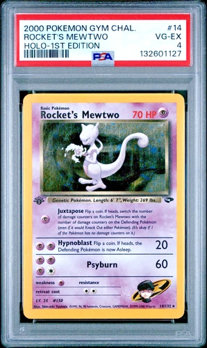 PSA 4 1ST EDITION 2000 Gym Challenge Rocket's Mewtwo 14/132 Holo Foil Rare