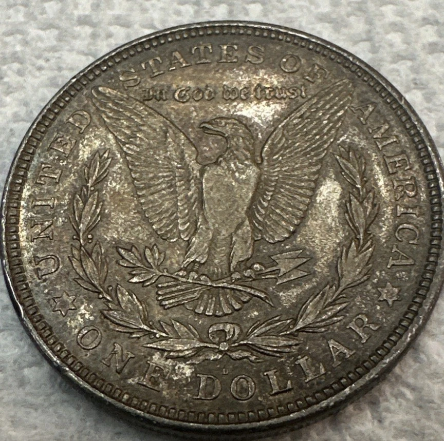 1921 d morgan dollar Beautiful Bronze Toning Au Details  - Image 2 of 2