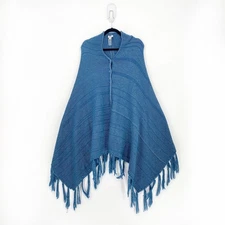 LuLaRoe Women OS One Size Mimi Poncho Sweater Blue Wrap Cape Shawl Tassels NEW