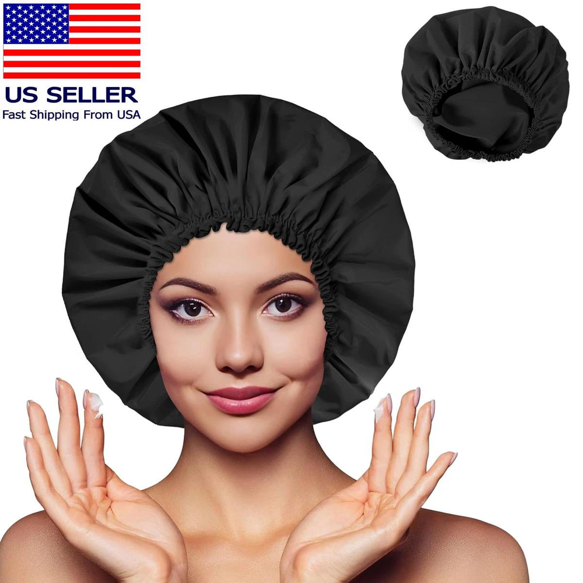 Duschhaube für Damen, doppellagige wasserdichte Badekappe, wiederverwendbarer Haarschutz,