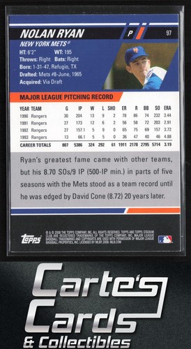 Nolan Ryan 2008 Topps Stadium Club #97 New York Mets Hall of Fame - Bild 2 von 2