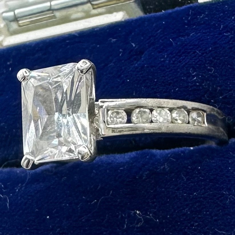 925 sterling silver clear rectangular cubic zirco… - image 2