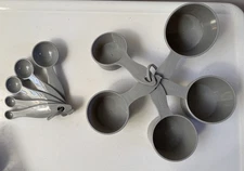 Gray Plastic Measuring Cups Set & Measuring Spoons Set