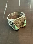 Men Vintage Navajo Sterling Silver Turquoise Eagle by SilverCloud Inc Ring Sz 12