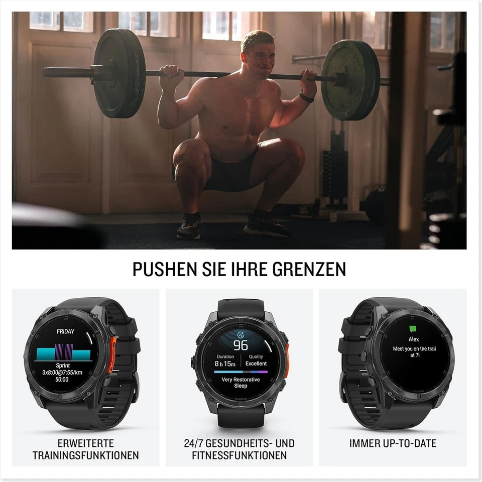 Garmin fenix 8 32 GB 3,6 cm 1,4" AMOLED Fitnesstracker iOS Android Schwarz NEU - Bild 3 von 4