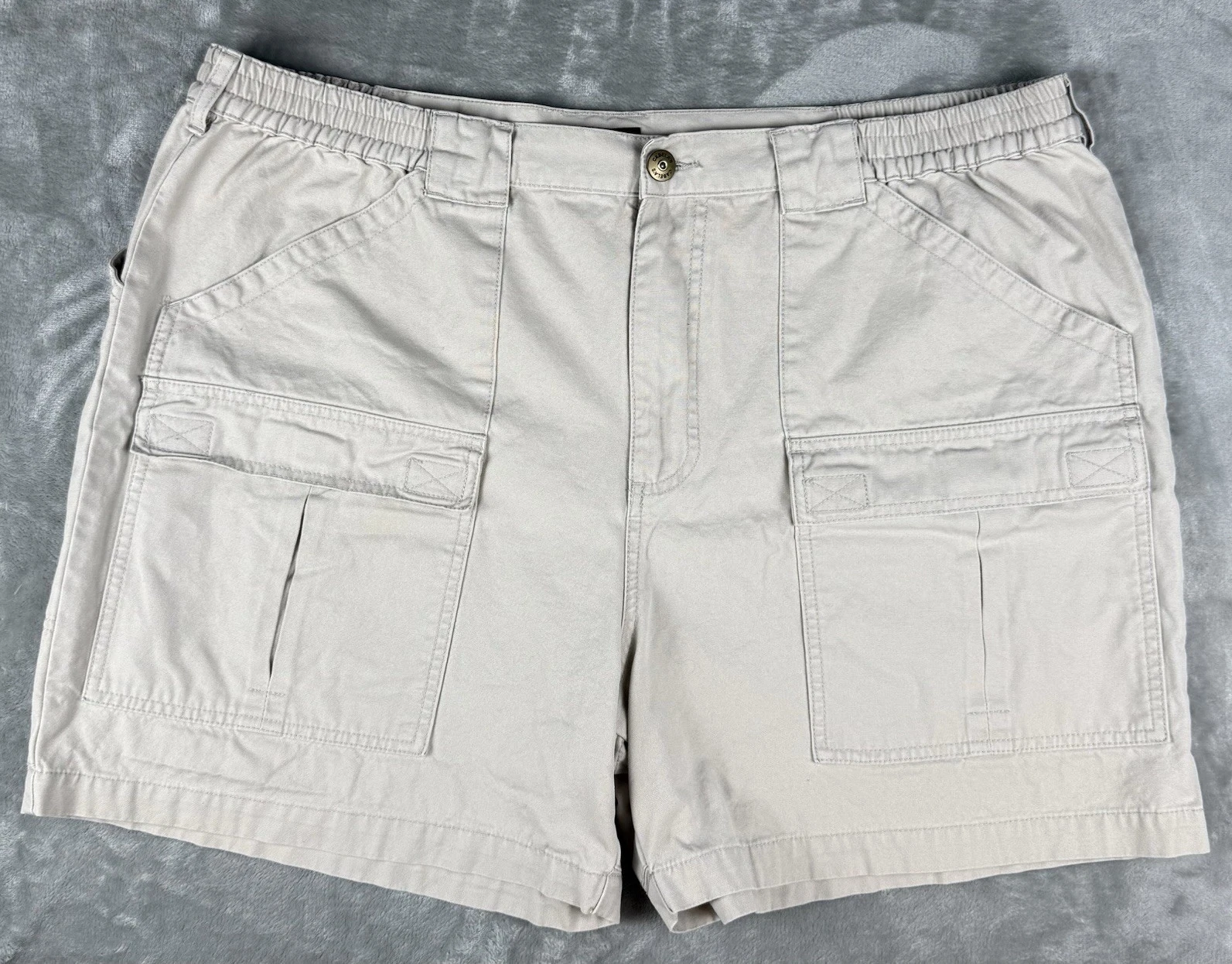 Cabela’s Cargo Shorts Men’s 42 Beige Khaki Elastic Waist Outdoor Hiking