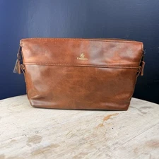 Vintage Emirates Amenities Kit Bag Brown Genuine Leather Bag Multi 