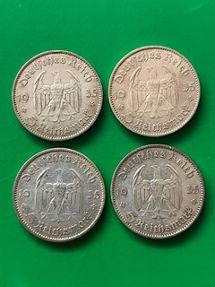 4 x 5 REICHSMARK dt. Reich Garnisonskirche 1935 D/3xA Silber 900/1000