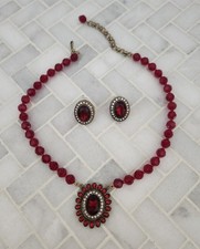 * CHRISTMAS SALE * Heidi Daus Inspired Vibrant Red Necklace And Earring Set