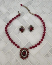 * CHRISTMAS SALE * Heidi Daus Inspired Vibrant Red Necklace And Earring Set