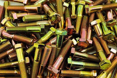 (100) Hex Head 3/8-16 x 1-3/4'' Grade 8 Bolts Yellow Zinc Cap Screws