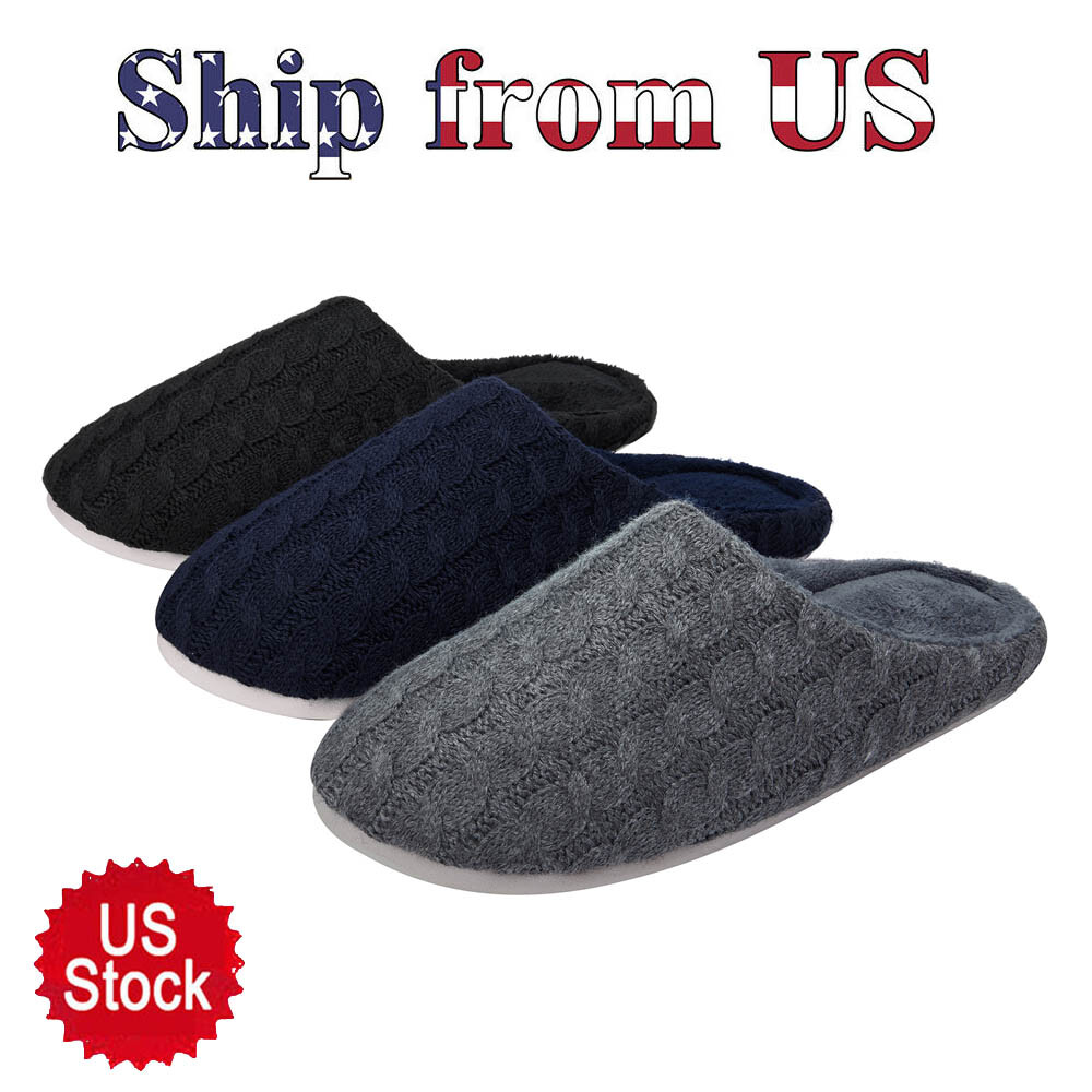 Men Winter Non-slip Warm Plush Slippers Soft-soled Cotton Slippers