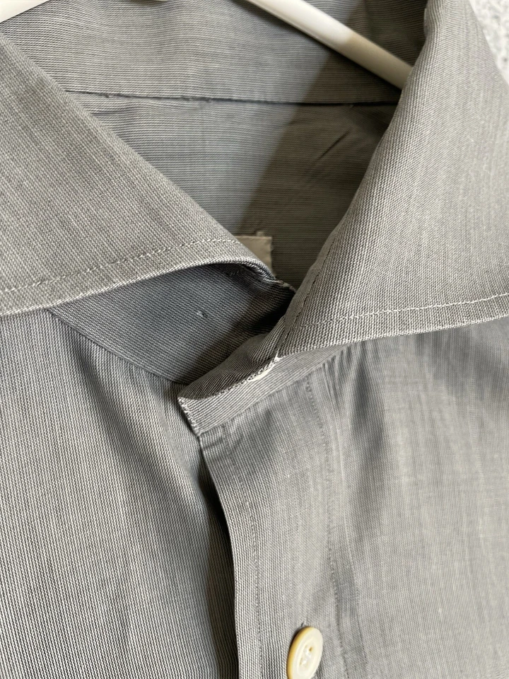 Kiton Shirt Mens 16 41 Chest 49 in Long Sleeve Button Up Gray Made in Italy Foto 3 de 4