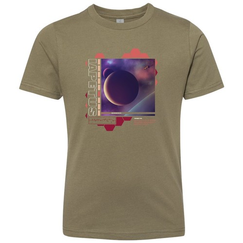 Iapetus Moon of Saturn Solar System Space Graphic Art Kids Youth Unisex Tee - Picture 5 of 7