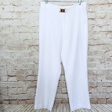Chaps Womens Linen Dress Pants Size 10 White