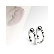 PAIR Steel Fake Cartilage Ear Nose Lip Wrap Clip Earring No piercing Ring