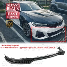 For BMW G20 330i 19-2022 Performance Style 3pc Glossy Black Front Bumper Lip Kit
